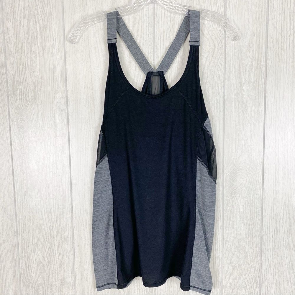 Athleta | Black & Gray Runlight Singlet Racer Back Tank Top Size XL